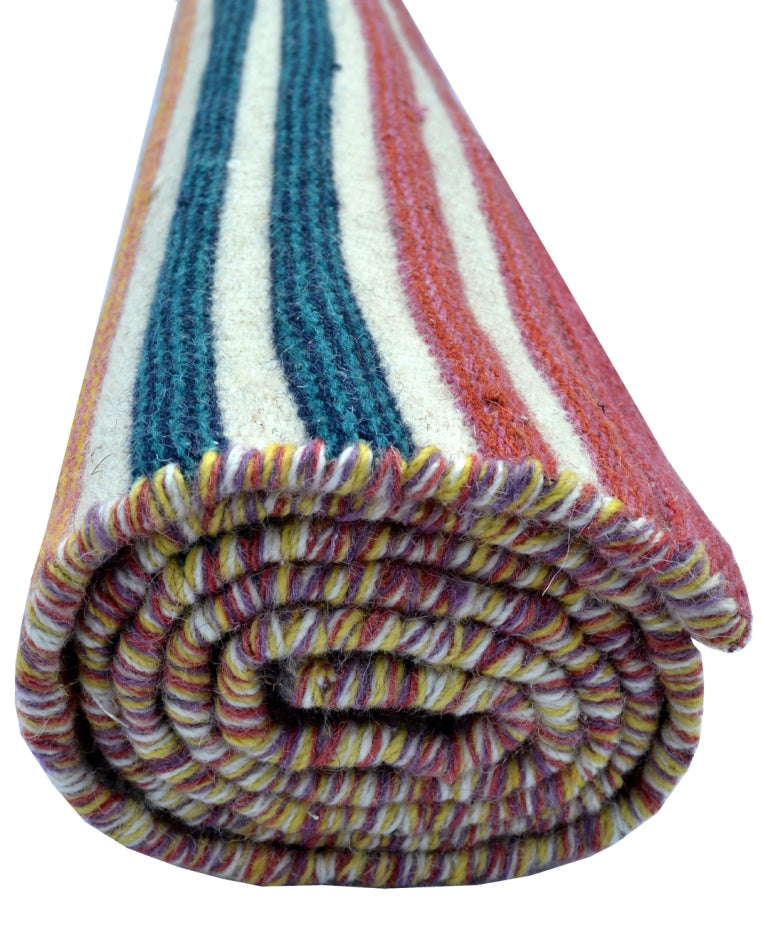 Hand Woven Wool Rug - Stripe - Multi - 105x160