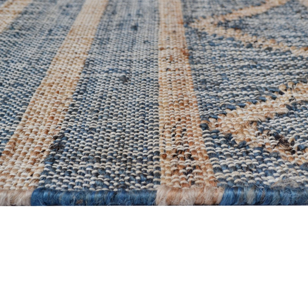 Designer Jute & Denim Rug - Symbol 1095 - Denim - 120x170cm