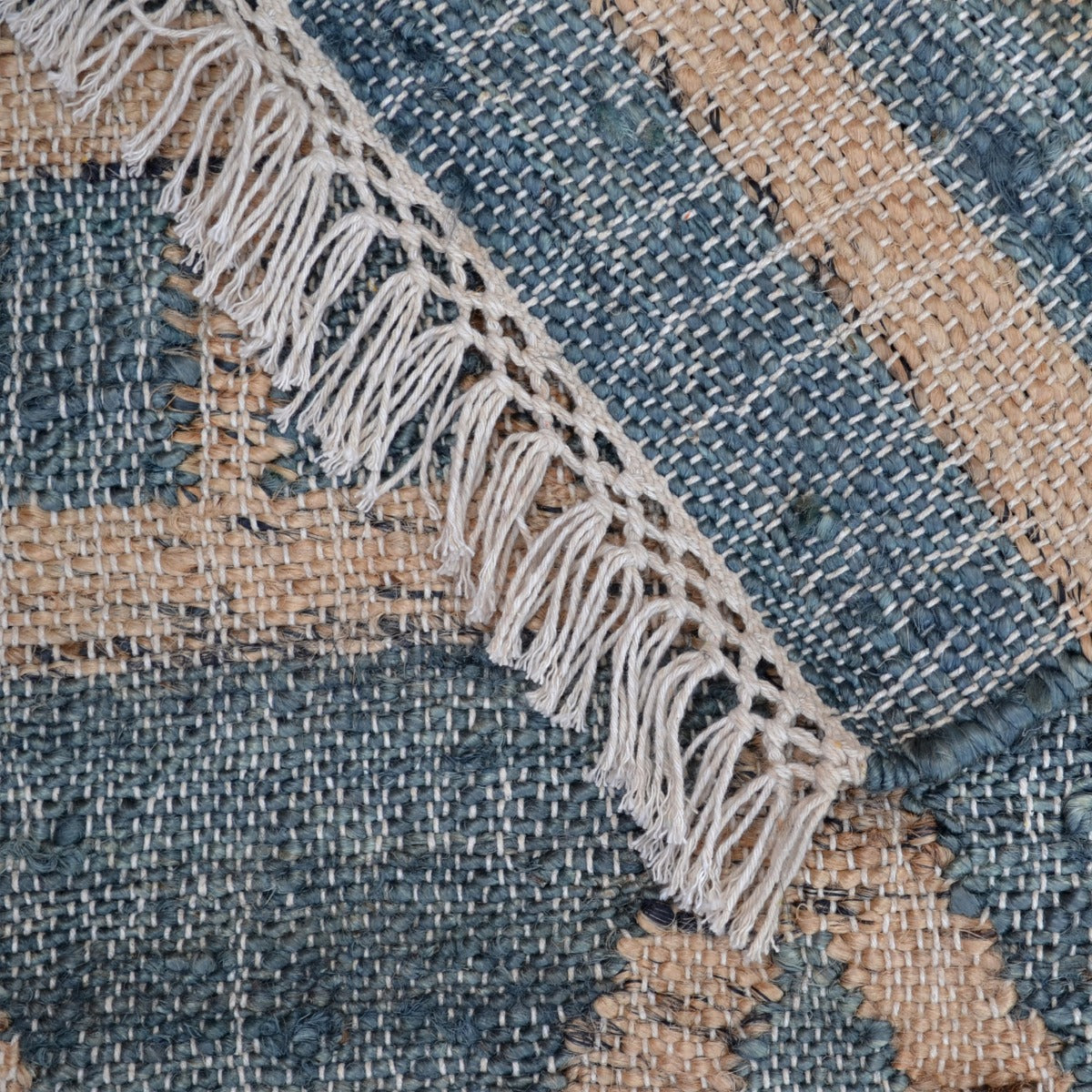 Designer Jute & Denim Rug - Symbol 1095 - Denim - 120x170cm