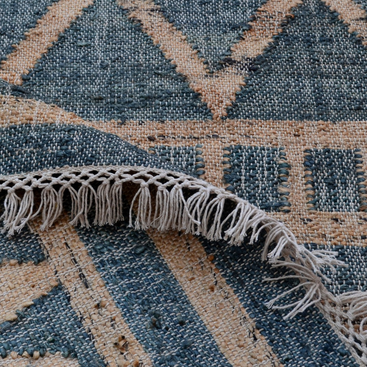 Designer Jute & Denim Rug - Symbol 1095 - Denim - 120x170cm