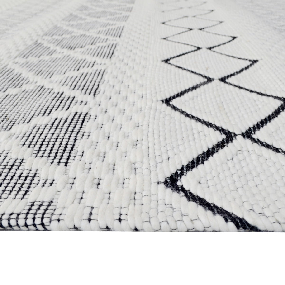 Handwoven Wool Rug-Trends 6337-Ivory/Charcoal-110x160cm