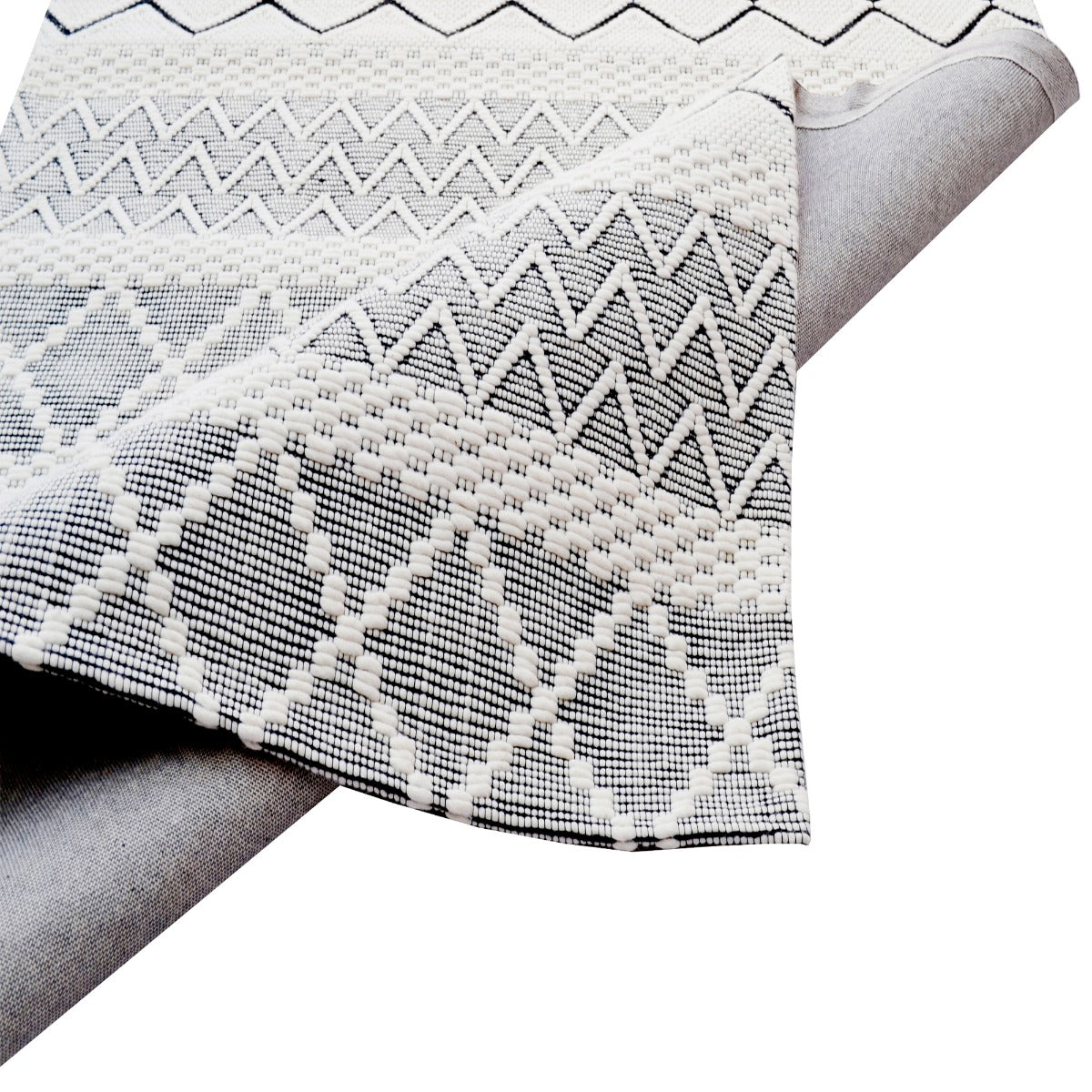 Handwoven Wool Rug-Trends 6337-Ivory/Charcoal-110x160cm