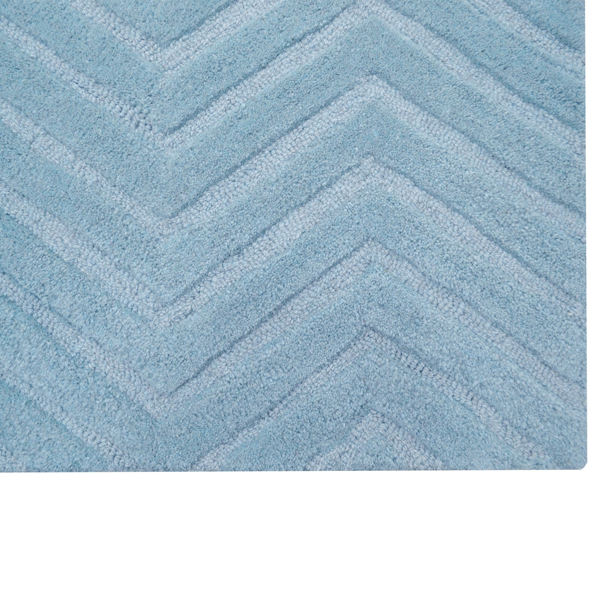 Handmade Chevron Wool Rug-6428-LT. CYAN-80x150cm
