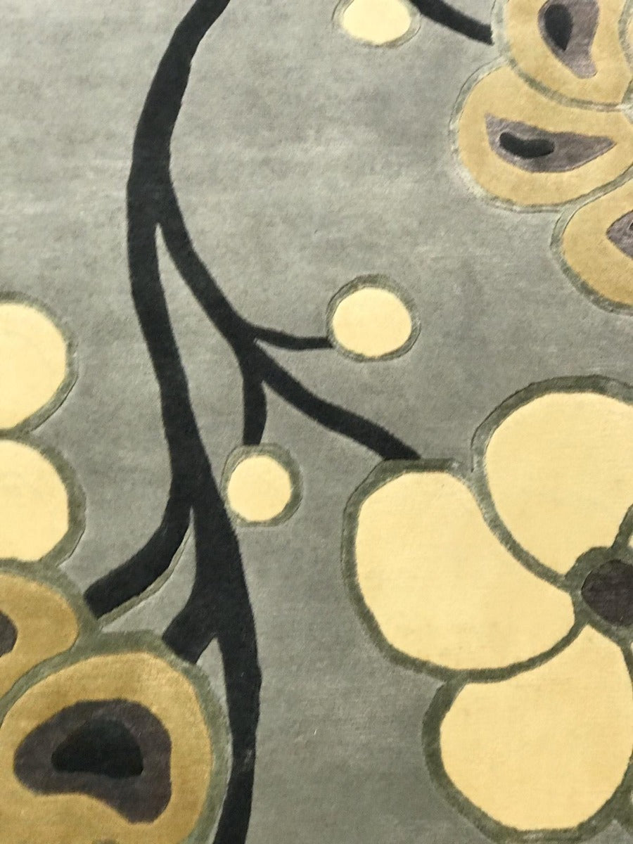 Handknotted Tibetan Modern Wool Rug - 2017 - Grey/Gold - 153x240cm