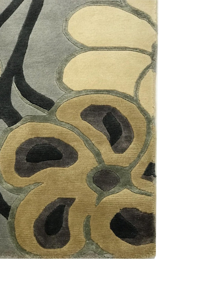 Handknotted Tibetan Modern Wool Rug - 2017 - Grey/Gold - 153x240cm