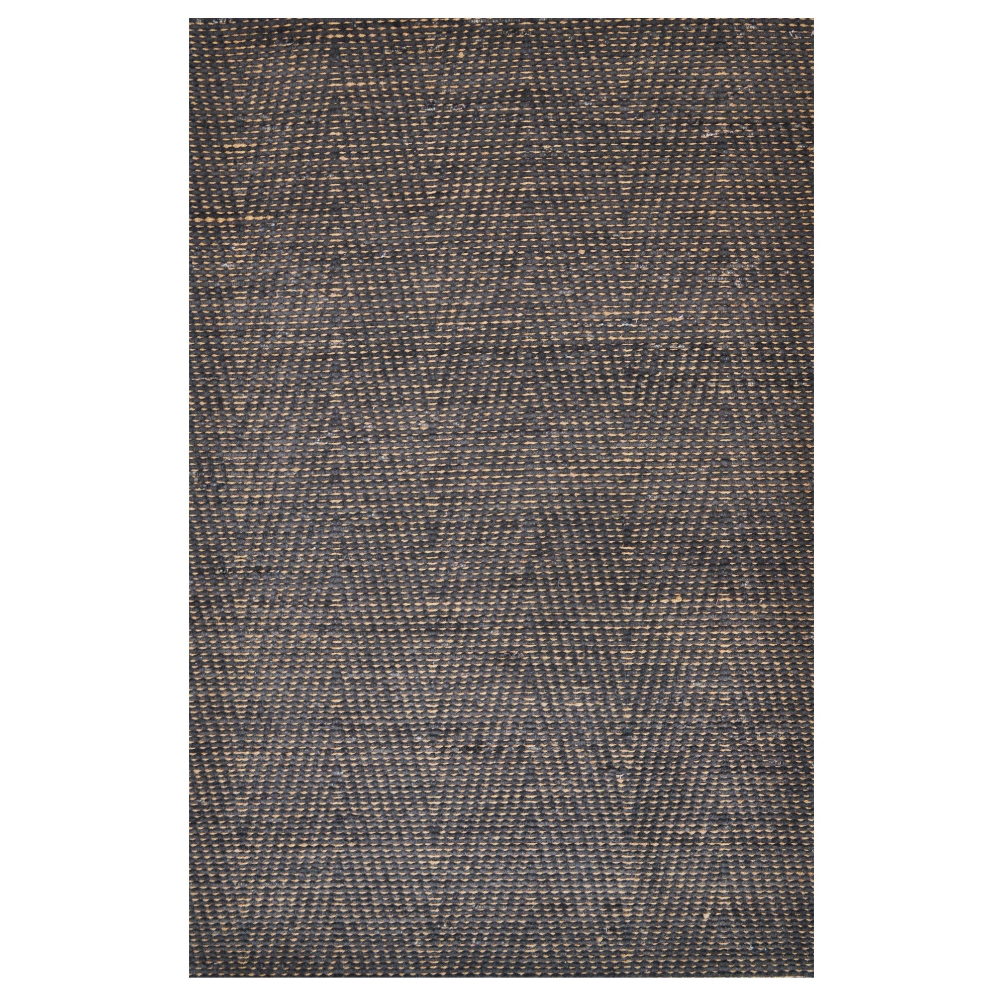 Handwoven Chevron Jute Rug-6419-Charcoal/Silver-60x90cm