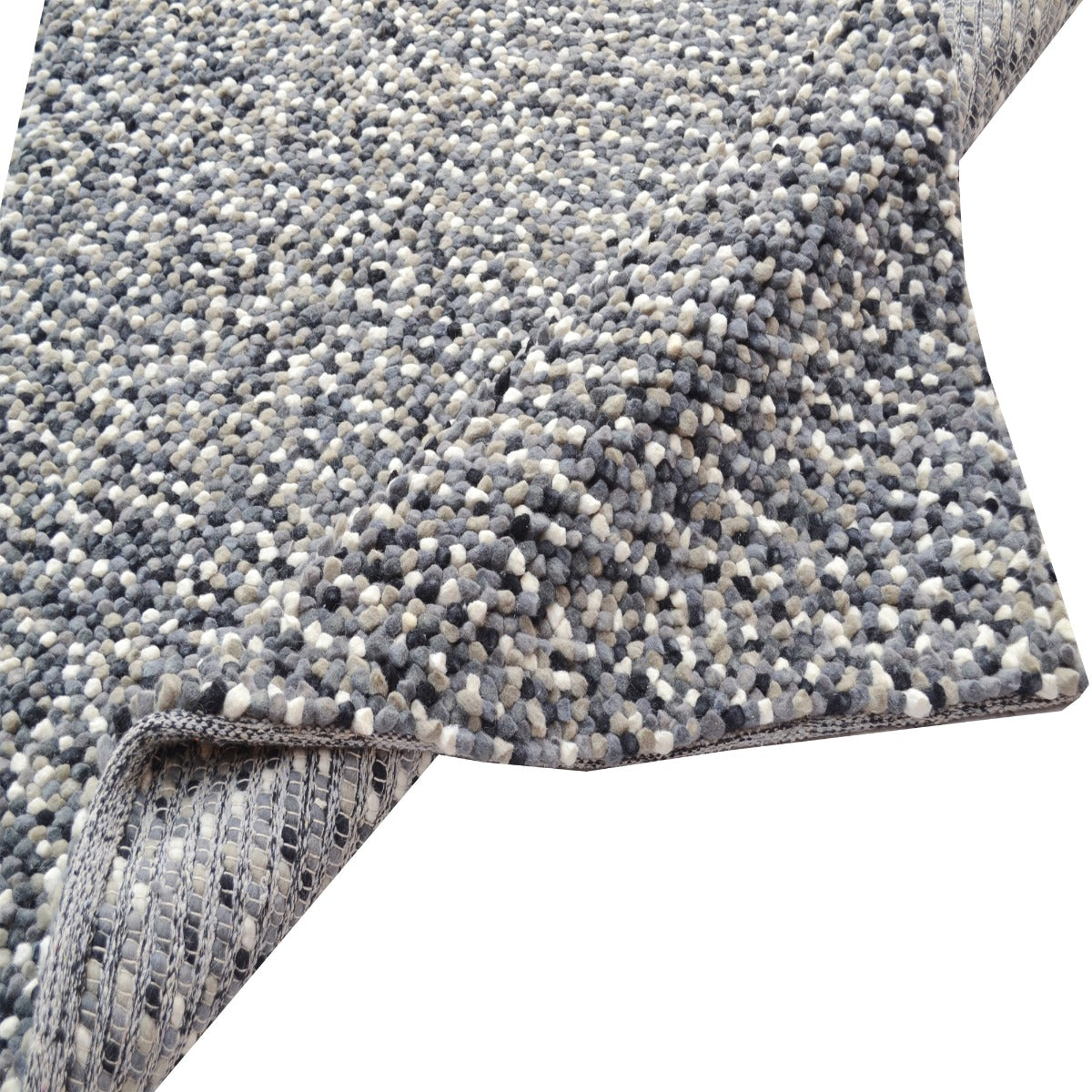 Handwoven Chunky Wool Rug - Jelly Bean - Grey - 120x170cm