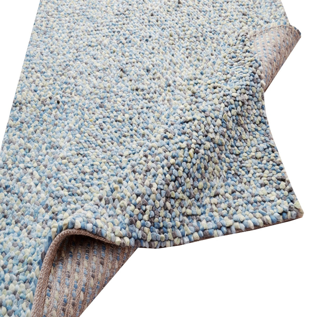 Handwoven Chunky Wool Rug - Jelly Bean - Blue - 120x170cm