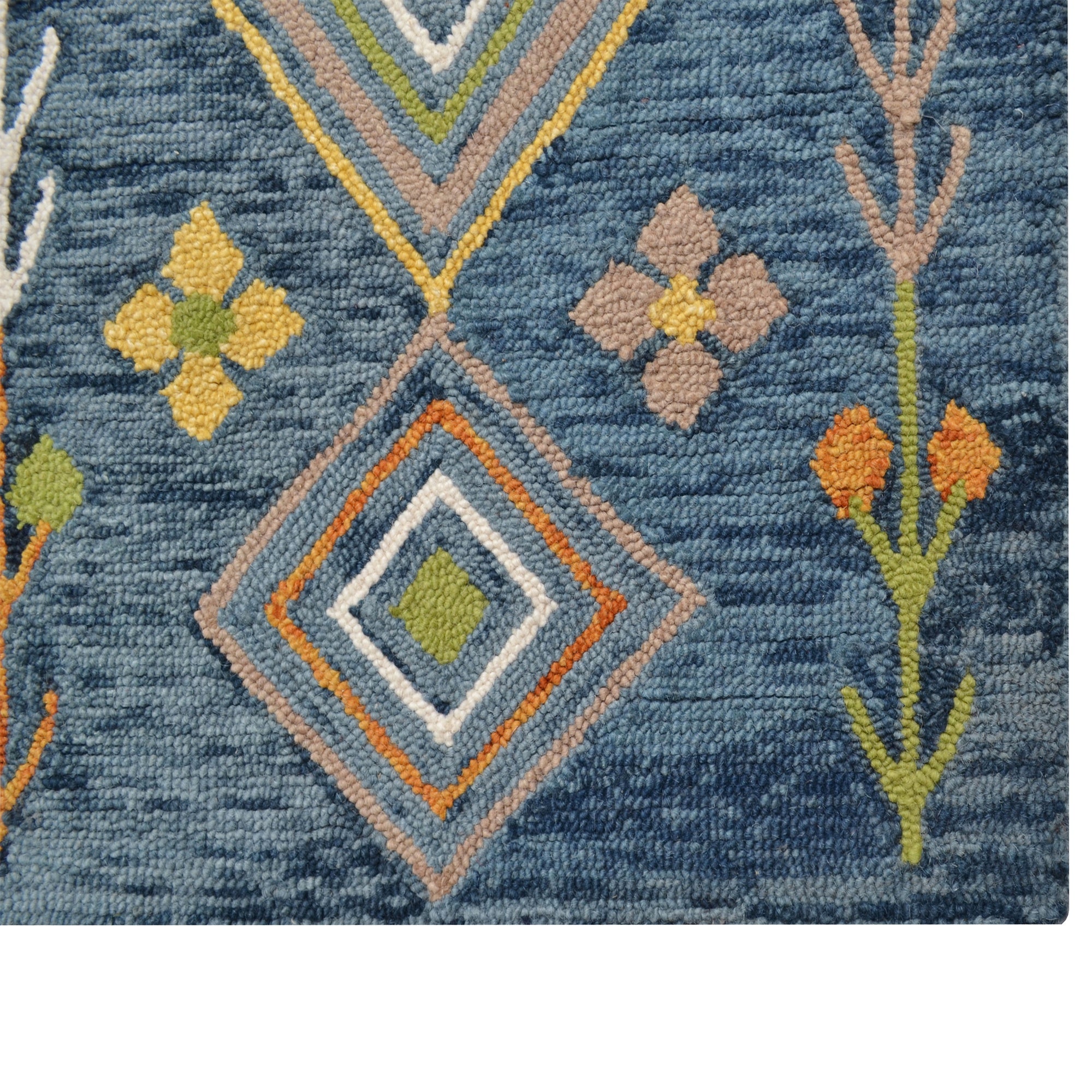 Handtufted Wool Rug-Decotex 6451-Blue/Multi-80X150cm