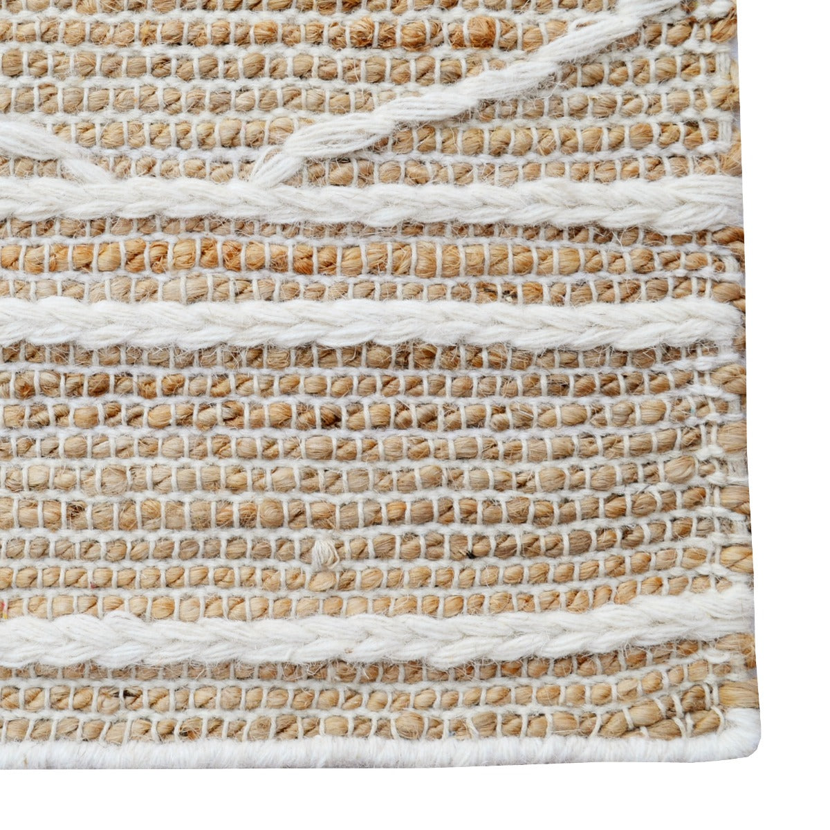 Designer Natural Jute Rug-Andes 1122-Natural/Ivory-110x160cm