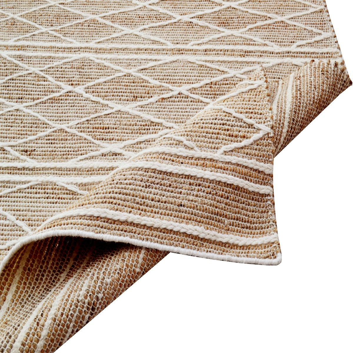 Designer Natural Jute Rug-Andes 1122-Natural/Ivory-110x160cm