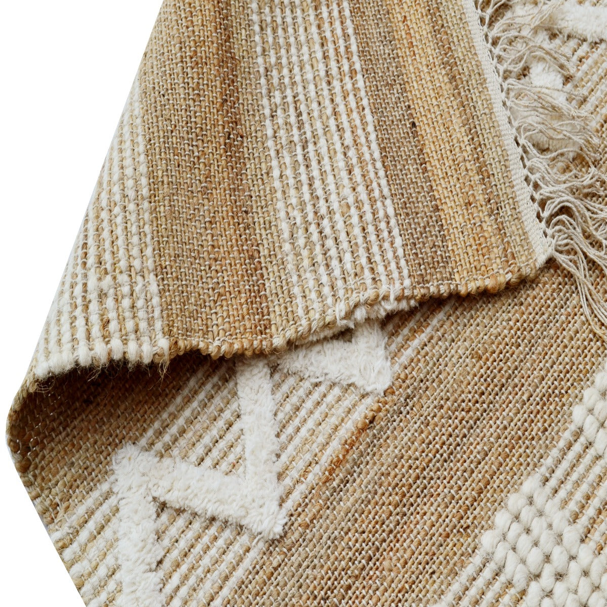 Designer Natural Jute Rug-Andes 1123-Natural/Ivory-110x160cm