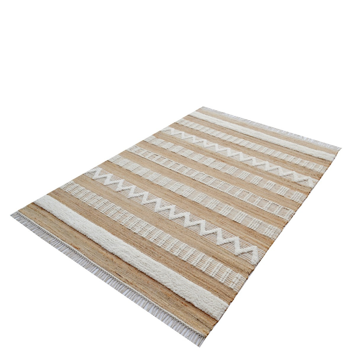Designer Natural Jute Rug-Andes 1123-Natural/Ivory-110x160cm