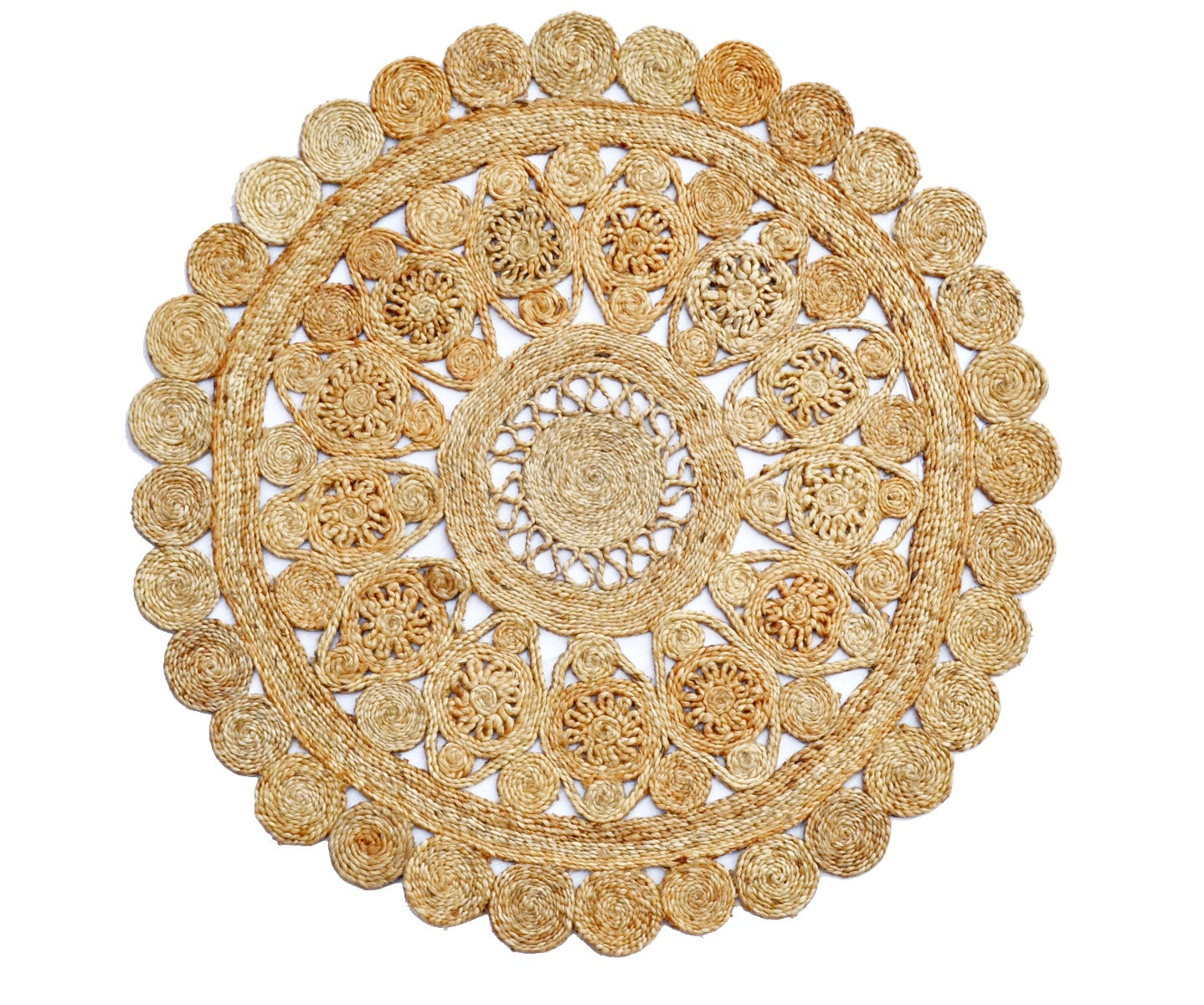 Handwoven Baiju Natural Jute Rug - 1088 - Natural - 120x120cm