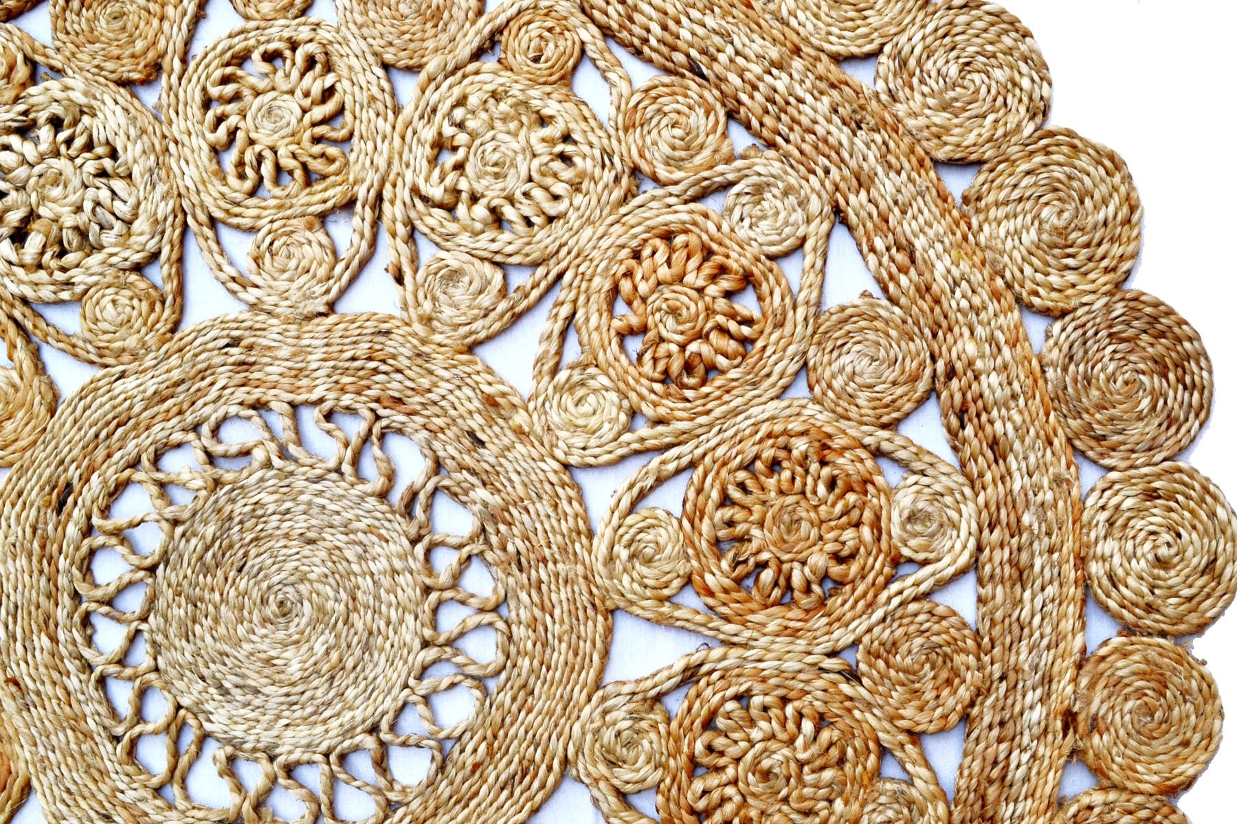 Handwoven Baiju Natural Jute Rug - 1088 - Natural - 120x120cm