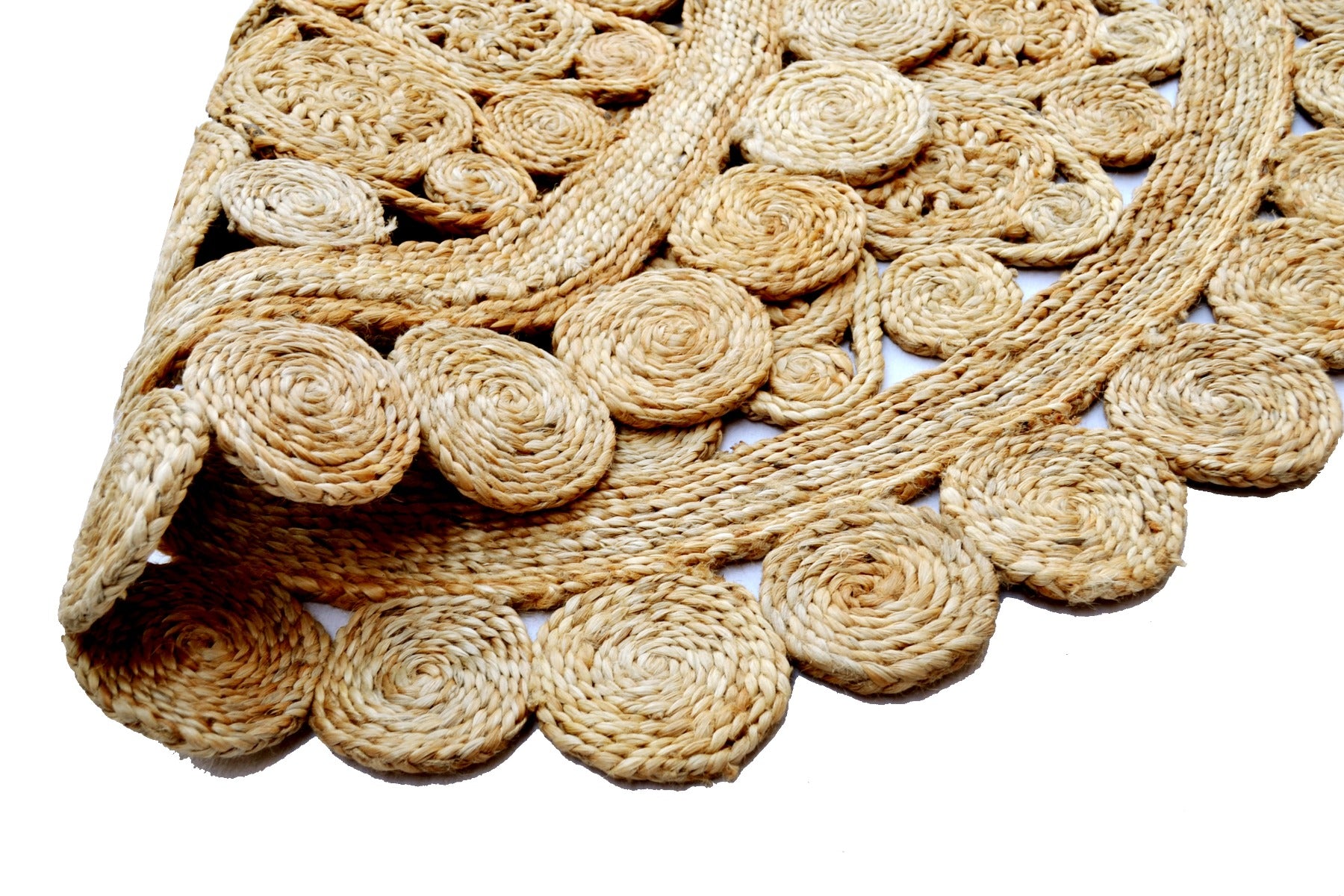 Handwoven Baiju Natural Jute Rug - 1088 - Natural - 120x120cm