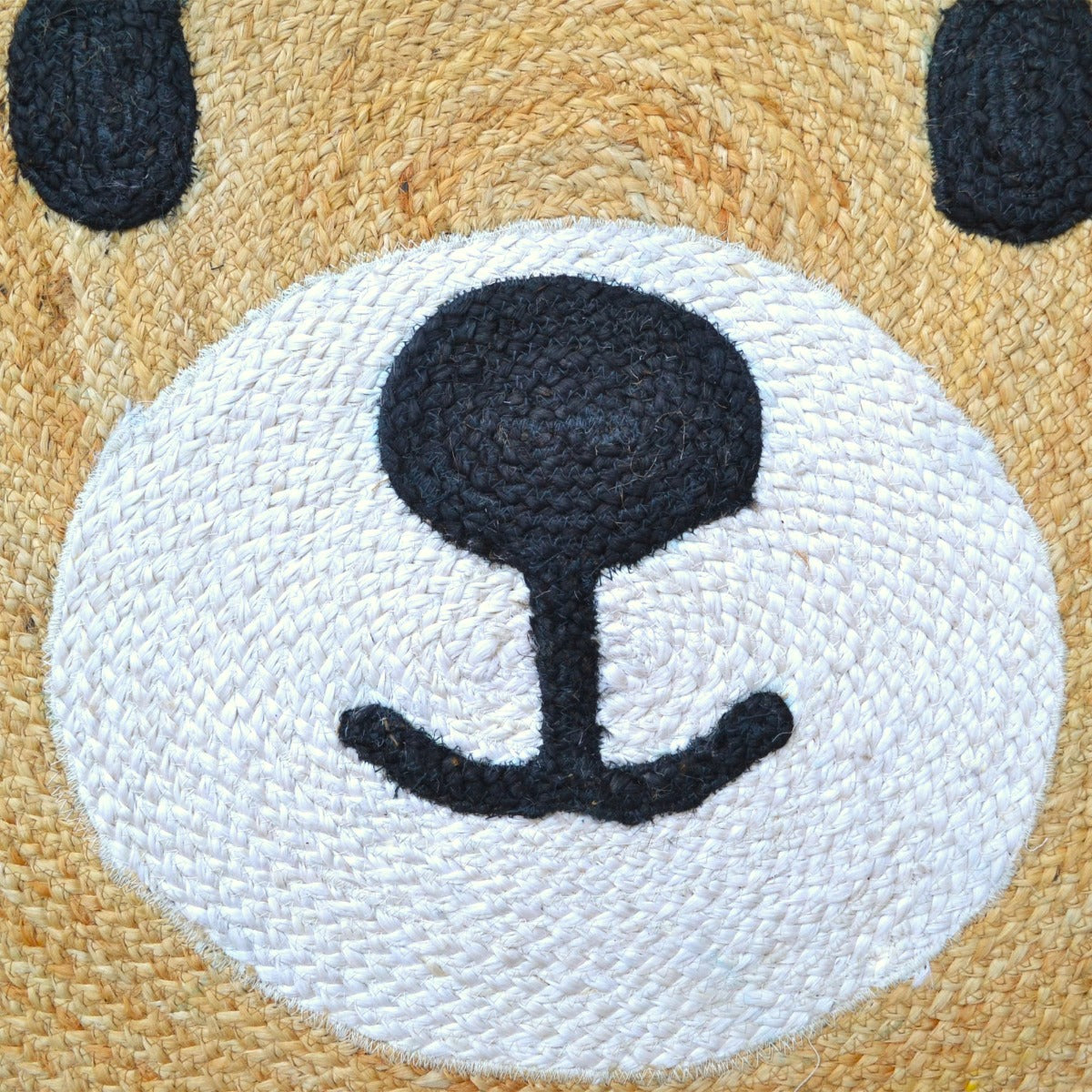 Handmade Kids Jute Round Rug-Baba Bear 1143-Natural-100x100cm