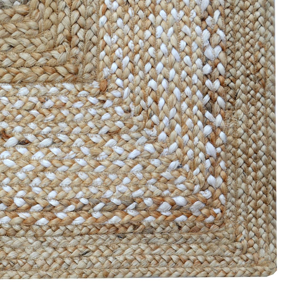 Handwoven Natural Jute Rug-Border 1125-Natural Ivory-110x160cm