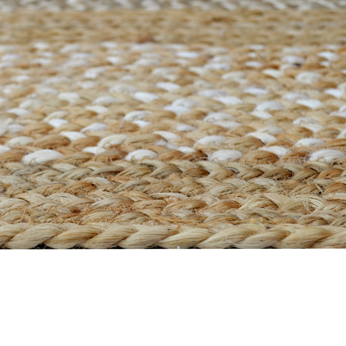 Handwoven Natural Jute Rug-Border 1125-Natural Ivory-110x160cm