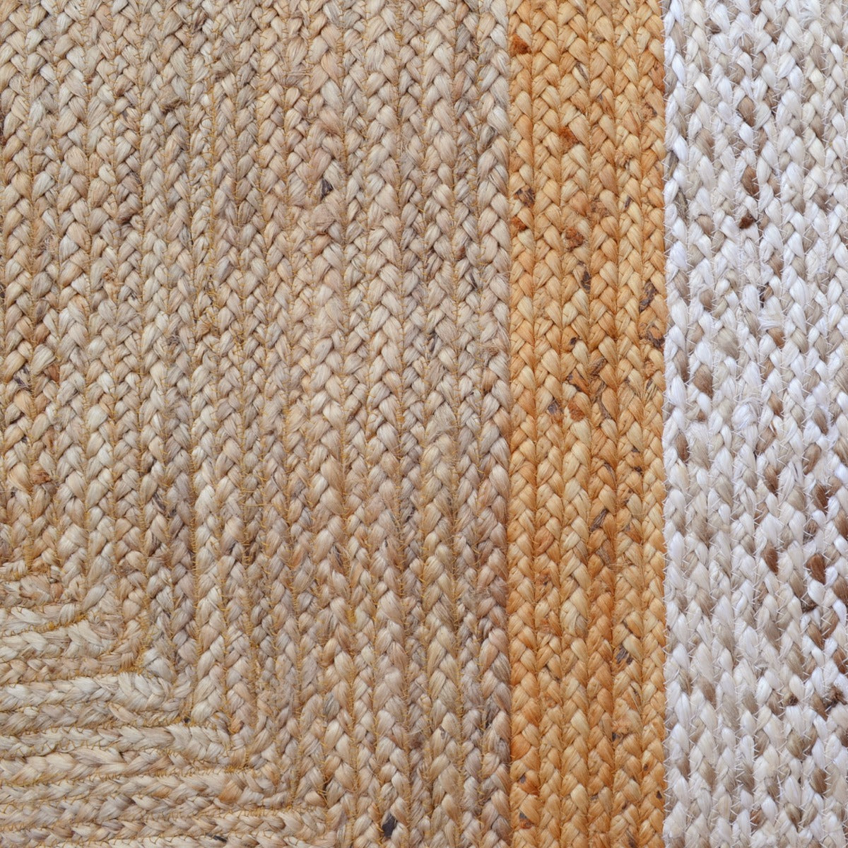 Handwoven Natural Jute Rug-Border 1126-Natural Ivory-110x160cm