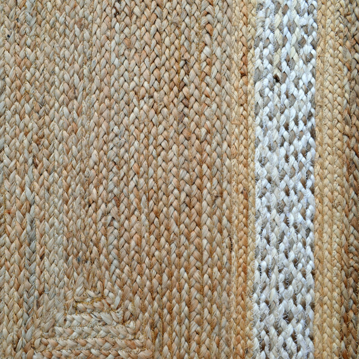 Handwoven Natural Jute Rug-Border 1126-Natural Ivory-110x160cm