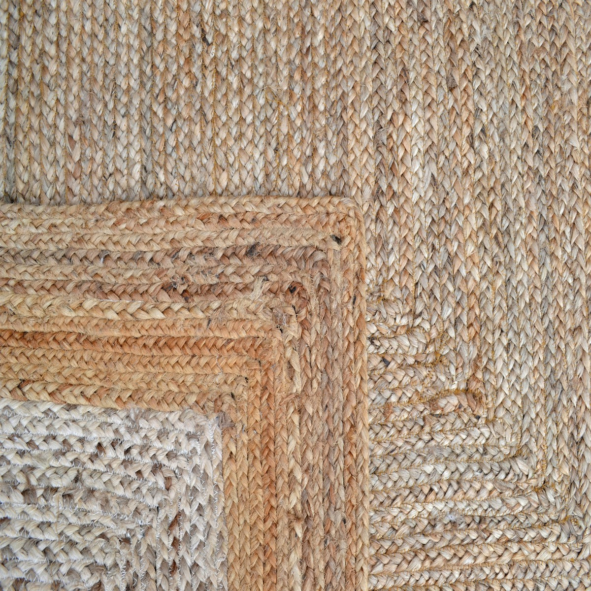 Handwoven Natural Jute Rug-Border 1126-Natural Ivory-110x160cm