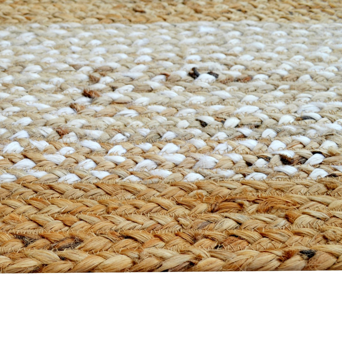 Handwoven Natural Jute Rug-Border 1128-Natural Ivory-110x160cm