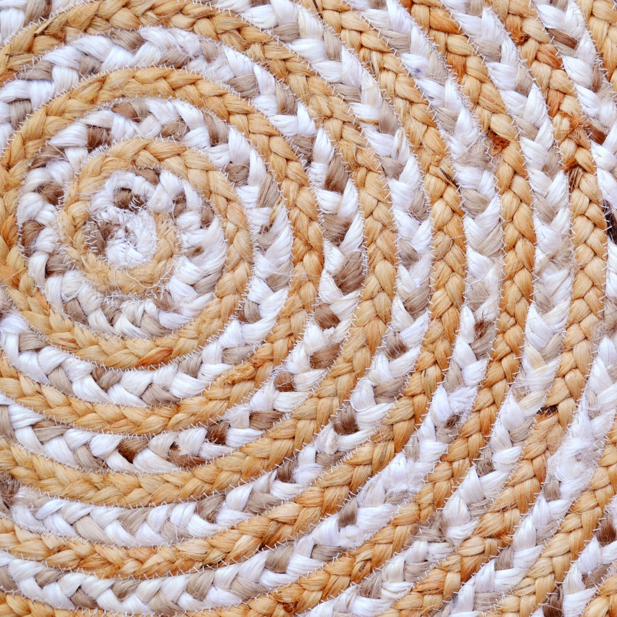 Hand Woven Natural Jute Rug- Chakra 1124-Natural/Ivory-120x120cm