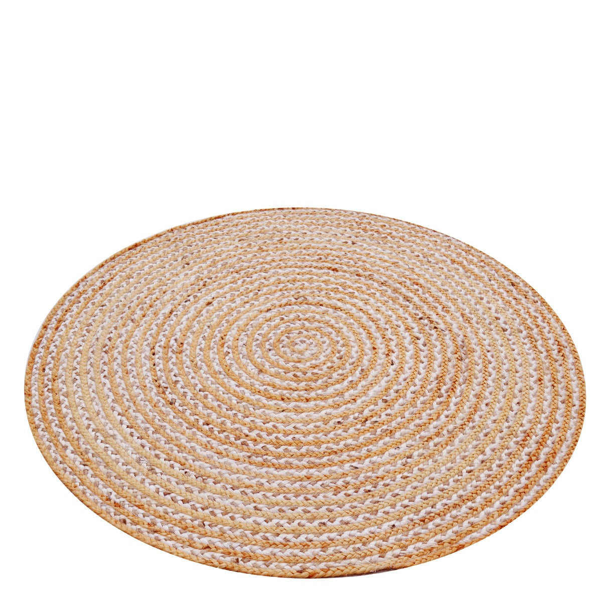 Hand Woven Natural Jute Rug- Chakra 1124-Natural/Ivory-120x120cm