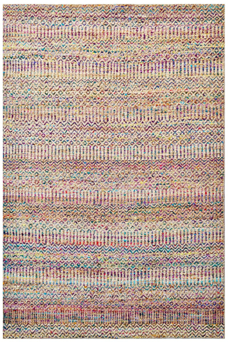Handwoven Chunari Natural Jute Rug - 1092 - Natural/Multi - 60X90cm
