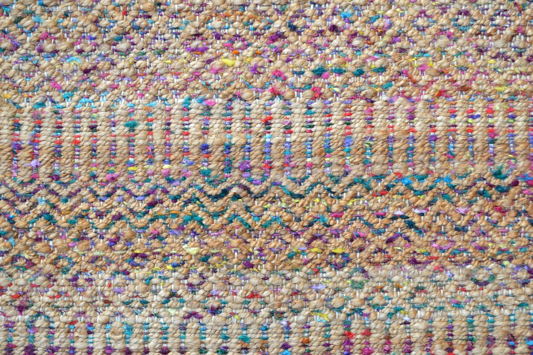 Handwoven Chunari Natural Jute Rug - 1092 - Natural/Multi - 60X90cm