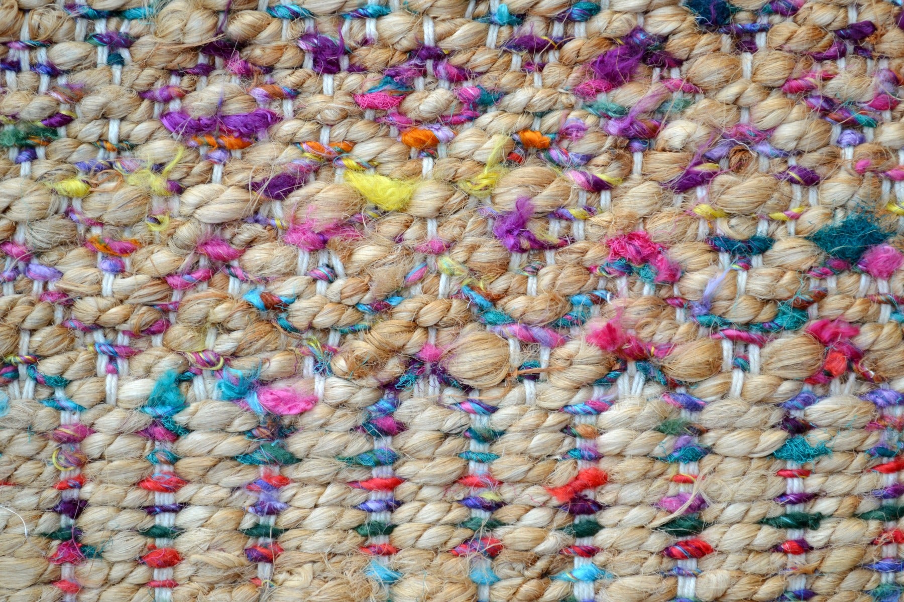 Handwoven Chunari Natural Jute Rug - 1092 - Natural/Multi - 60X90cm