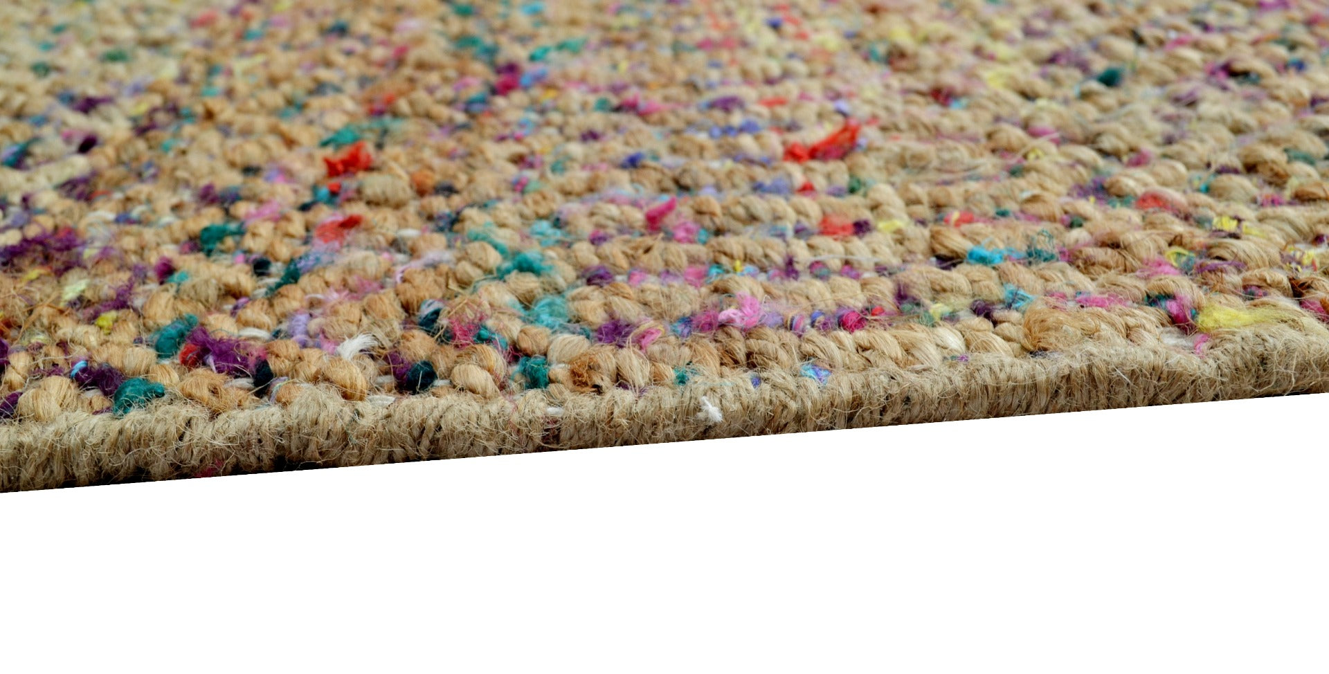 Handwoven Chunari Natural Jute Rug - 1092 - Natural/Multi - 60X90cm