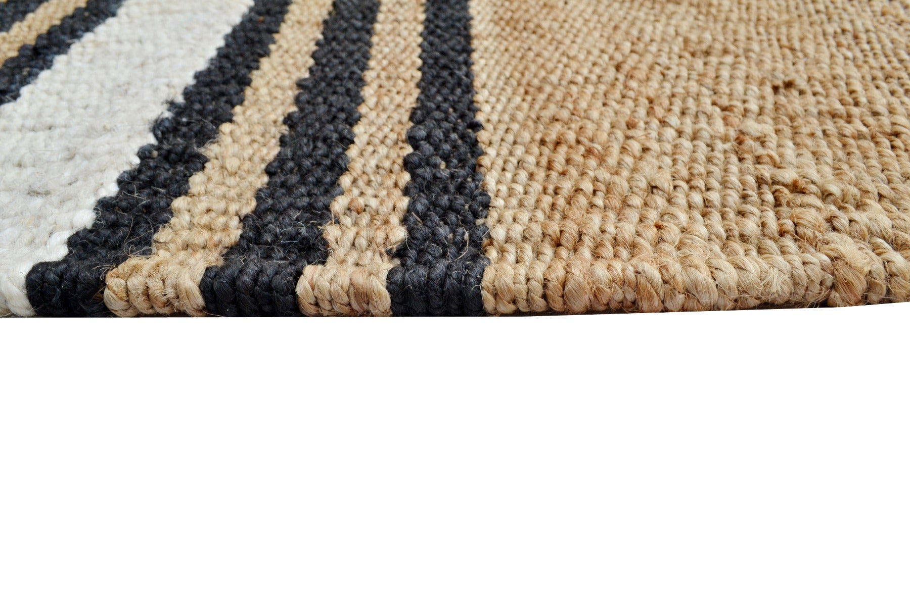 Africo Natural Jute Rug - 1090 - Natural/Black - 80X150cm