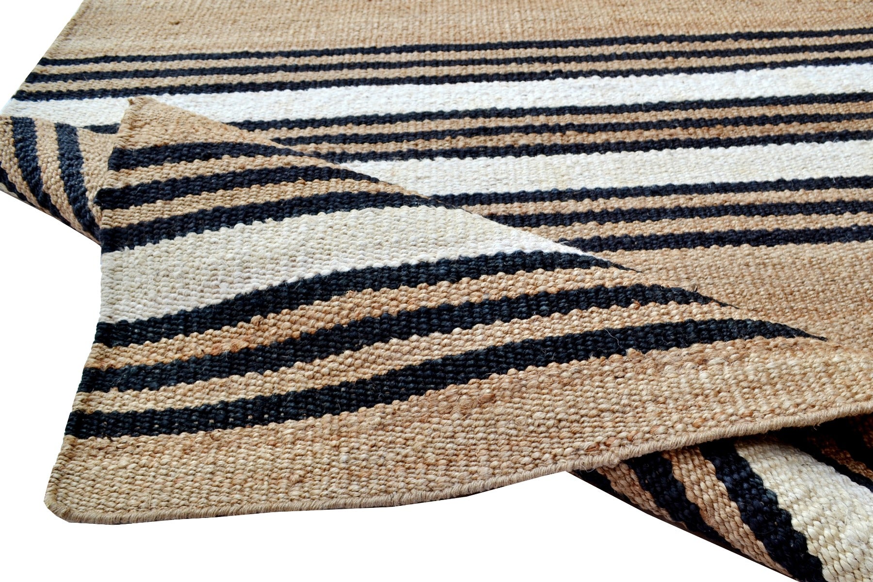 Africo Natural Jute Rug - 1090 - Natural/Black - 80X150cm