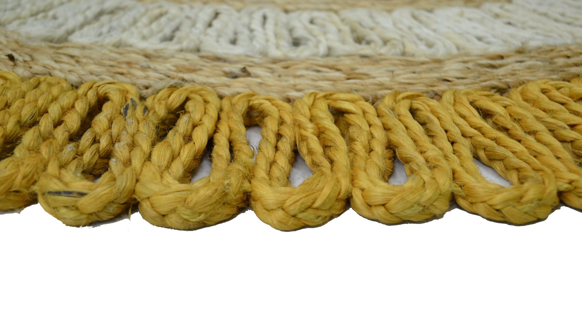 Handwoven Round Natural Jute Rug - 1087 - Natural/Gold - 120x120cm