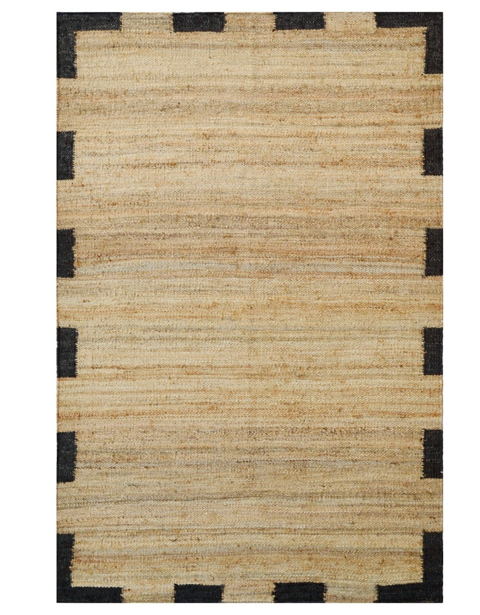 Handwoven Natural Jute Rug - Dash 1099 - Natural/Black - 110x160cm