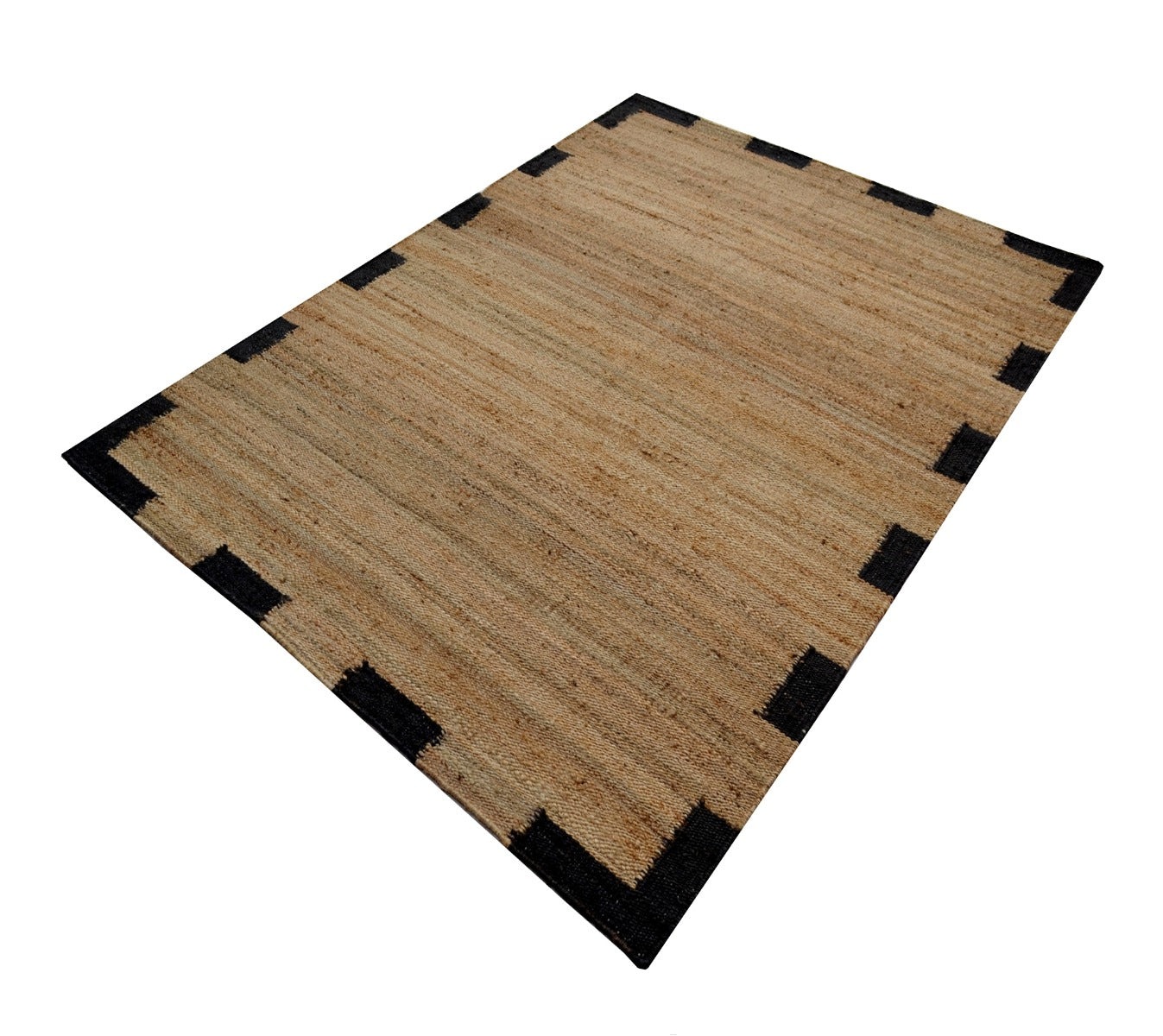 Handwoven Natural Jute Rug - Dash 1099 - Natural/Black - 110x160cm