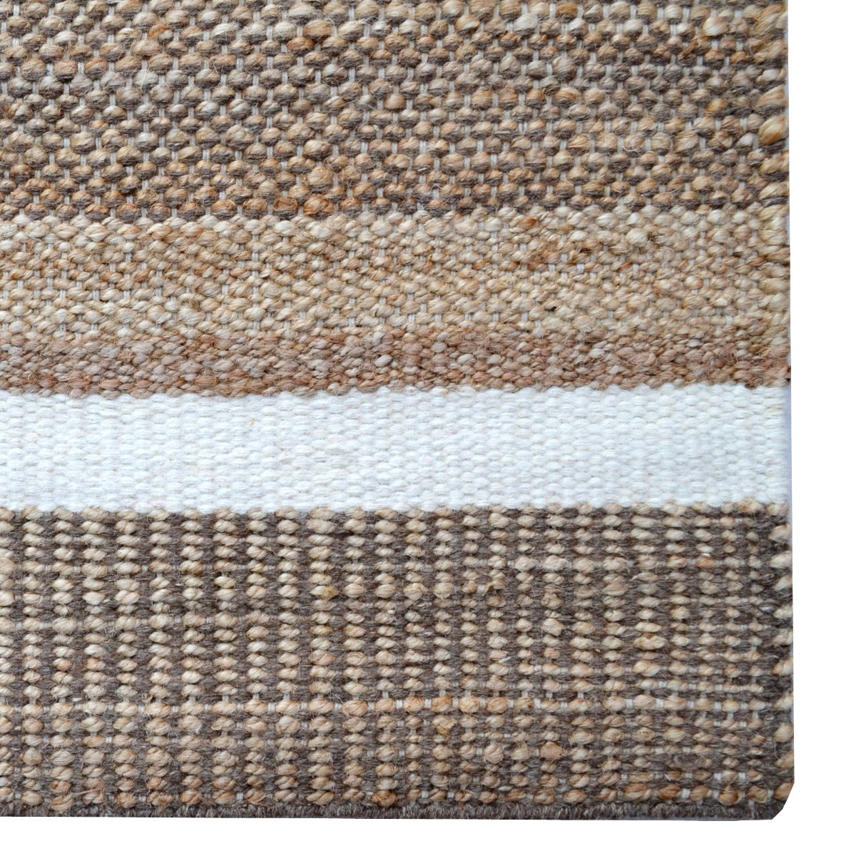 Striped Natural Wool & Jute Rug-Goa 1120-110x160cm