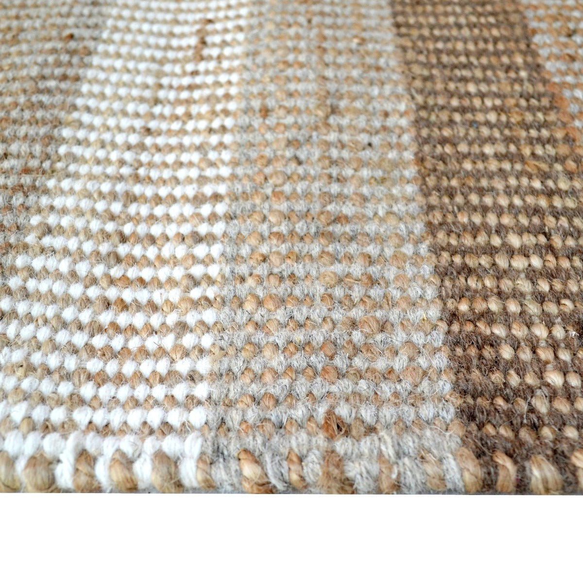 Striped Natural Wool & Jute Rug-Goa 1121-110x160cm