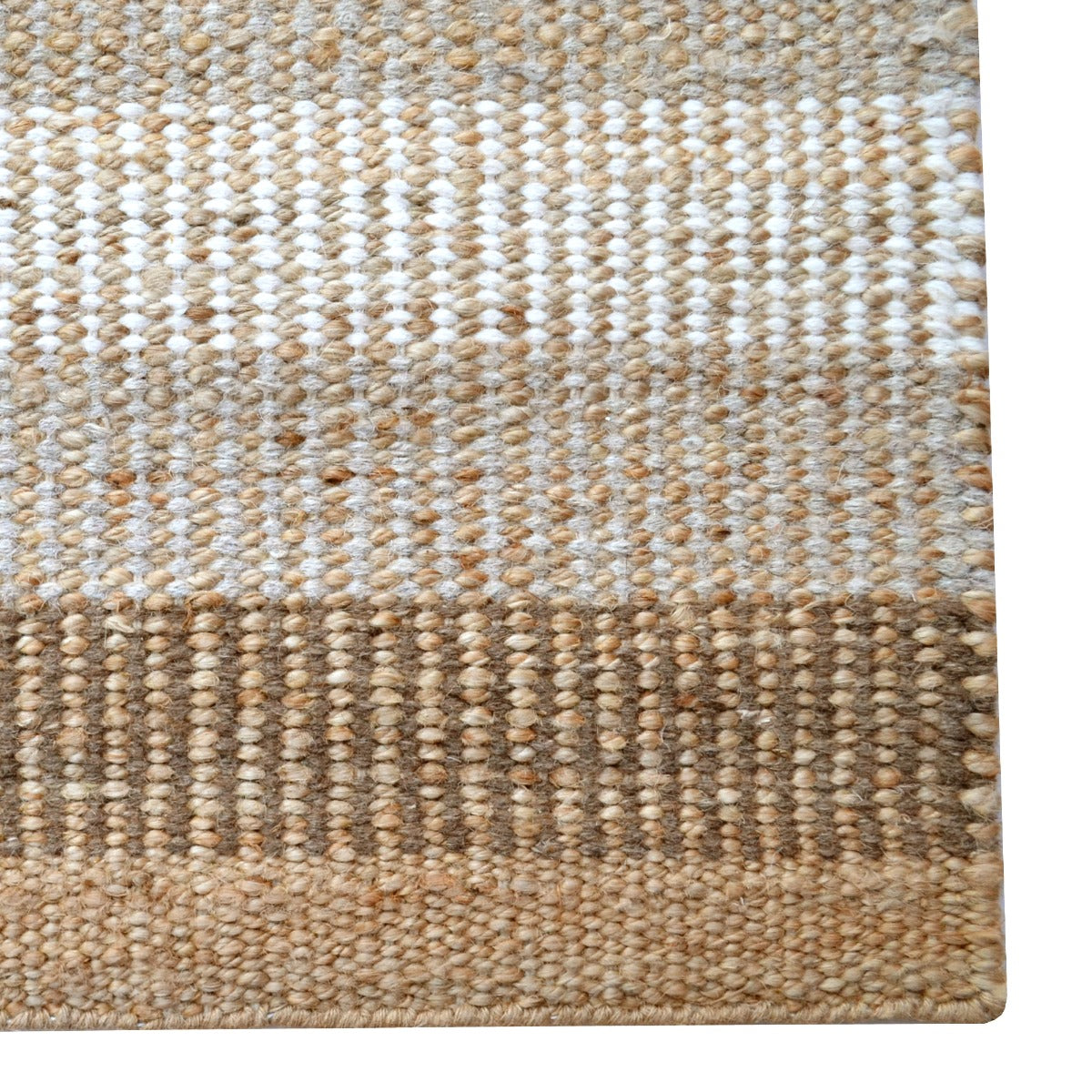 Striped Natural Wool & Jute Rug-Goa 1121-110x160cm