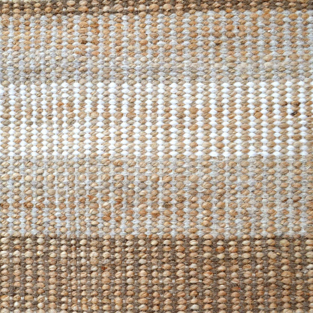Striped Natural Wool & Jute Rug-Goa 1121-110x160cm