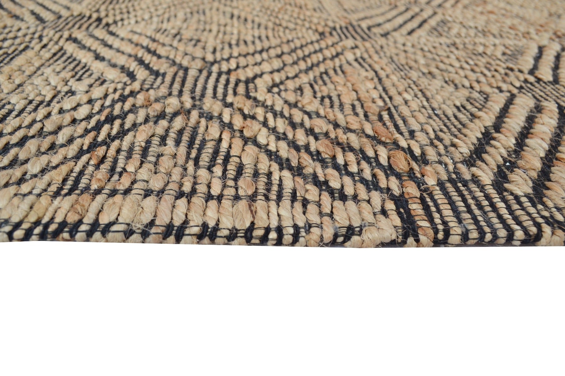 Inca Handwoven Tribal Jute Rug - 1094 - Natural/Black - 110X160cm