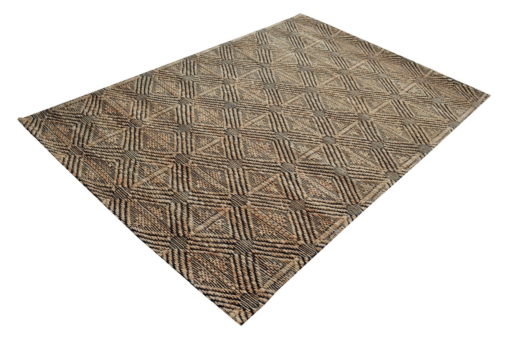 Inca Handwoven Tribal Jute Rug - 1094 - Natural/Black - 110X160cm