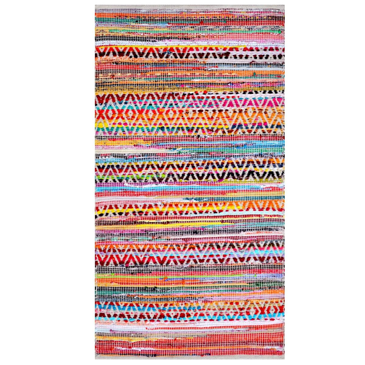 Handwoven Tribal Cotton Chindi Rug-Jamaica1101-Multi-80x150cm