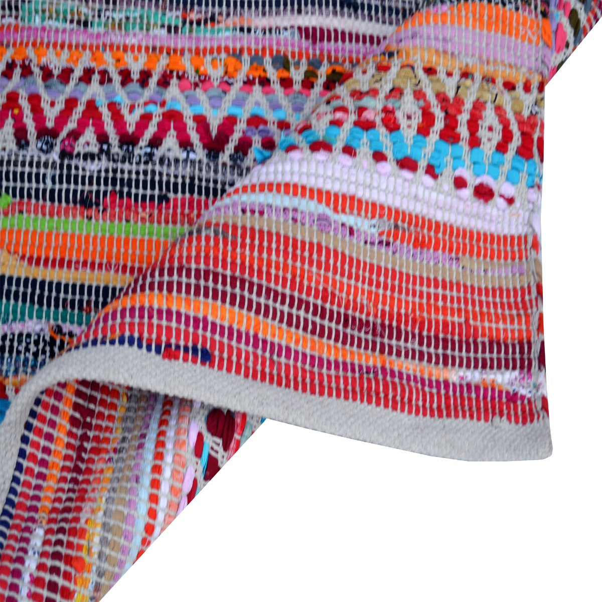 Handwoven Tribal Cotton Chindi Rug-Jamaica1101-Multi-80x150cm