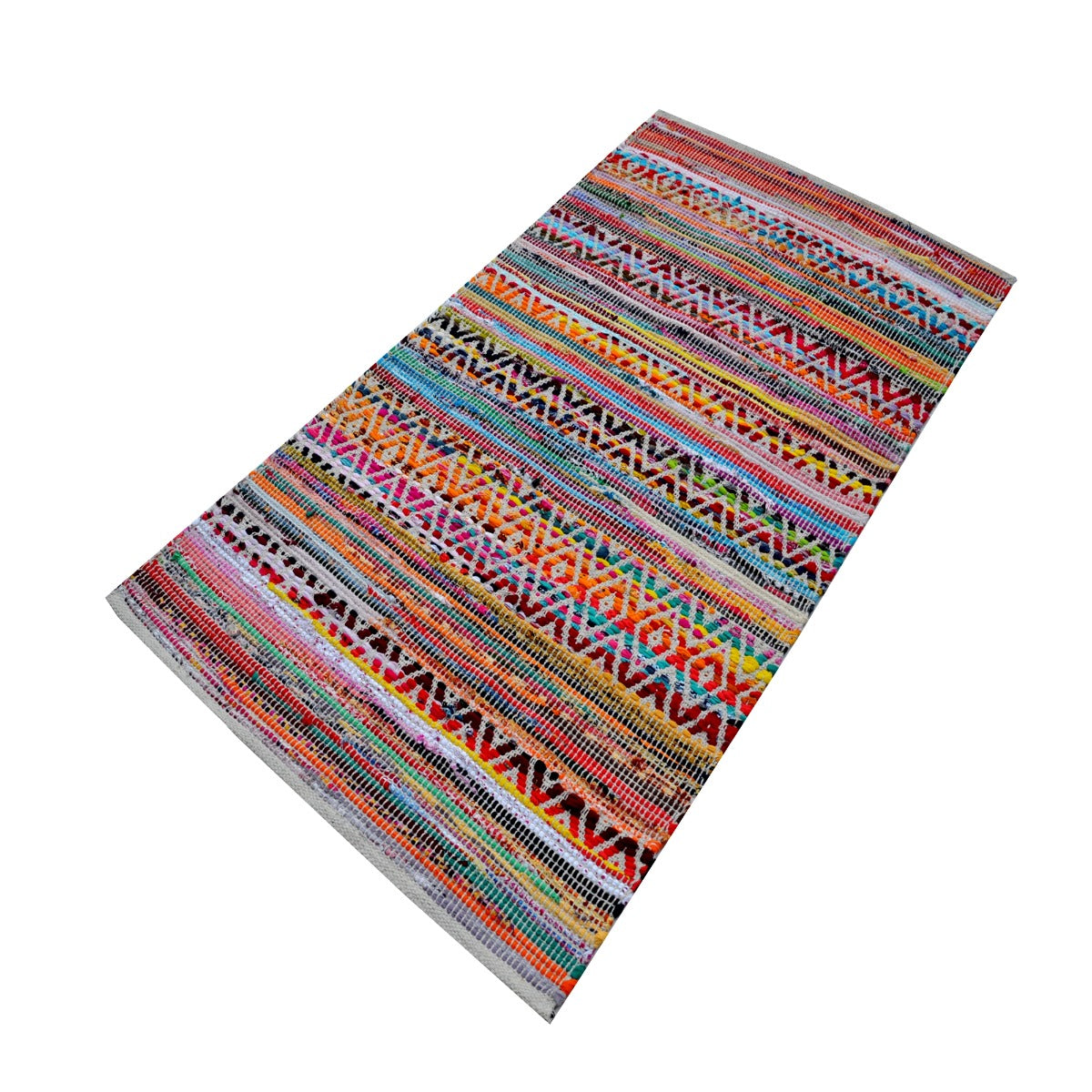 Handwoven Tribal Cotton Chindi Rug-Jamaica1101-Multi-80x150cm