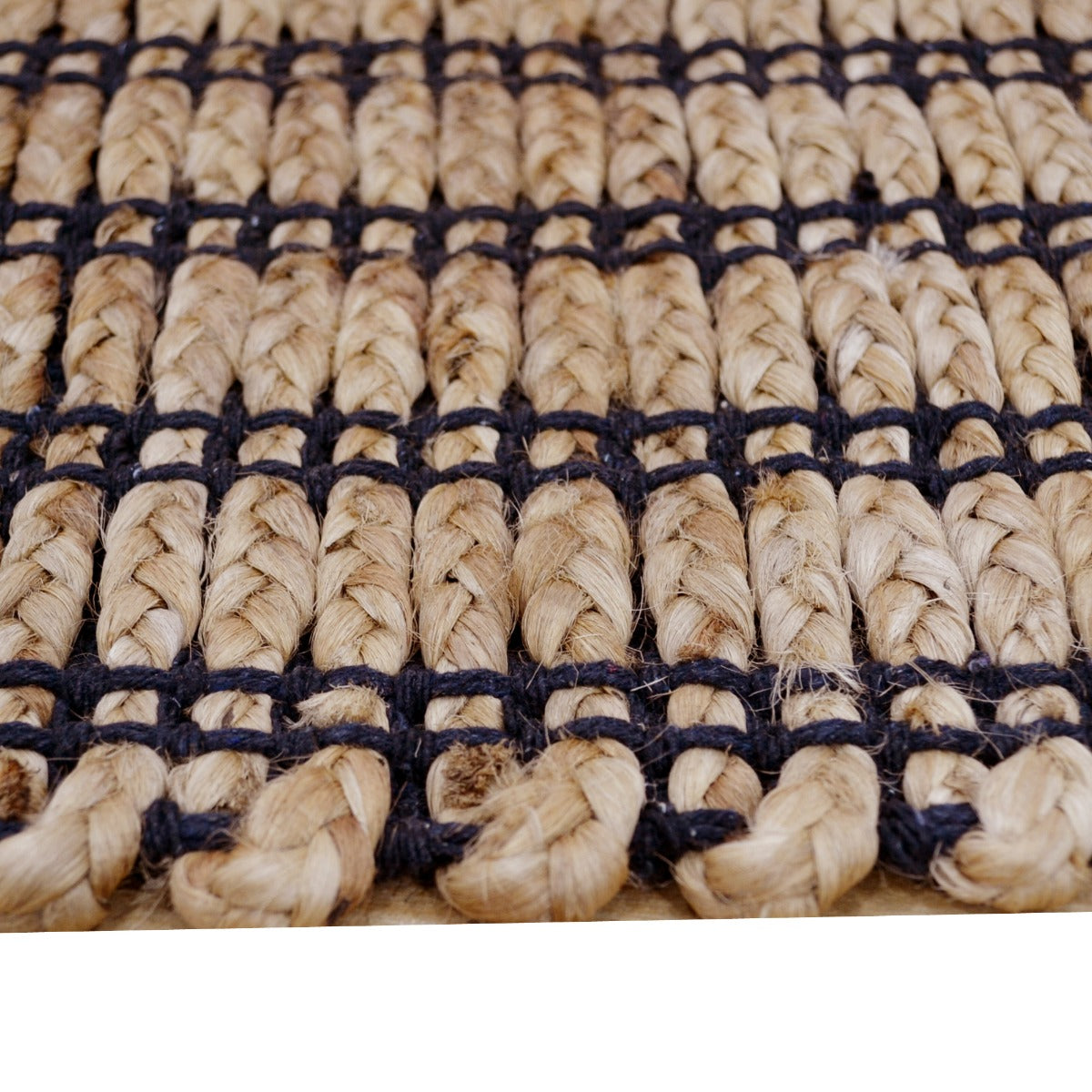 Eco-Friendly Jute Rug-Kochi 1129-Natural/Black-110x160cm