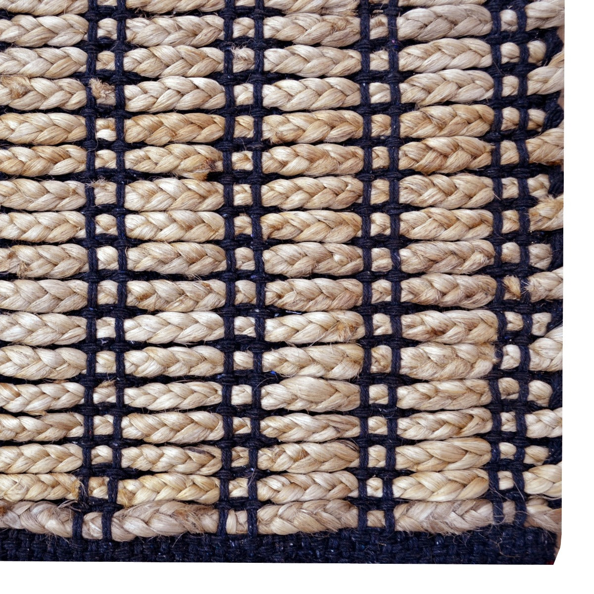 Eco-Friendly Jute Rug-Kochi 1129-Natural/Black-110x160cm