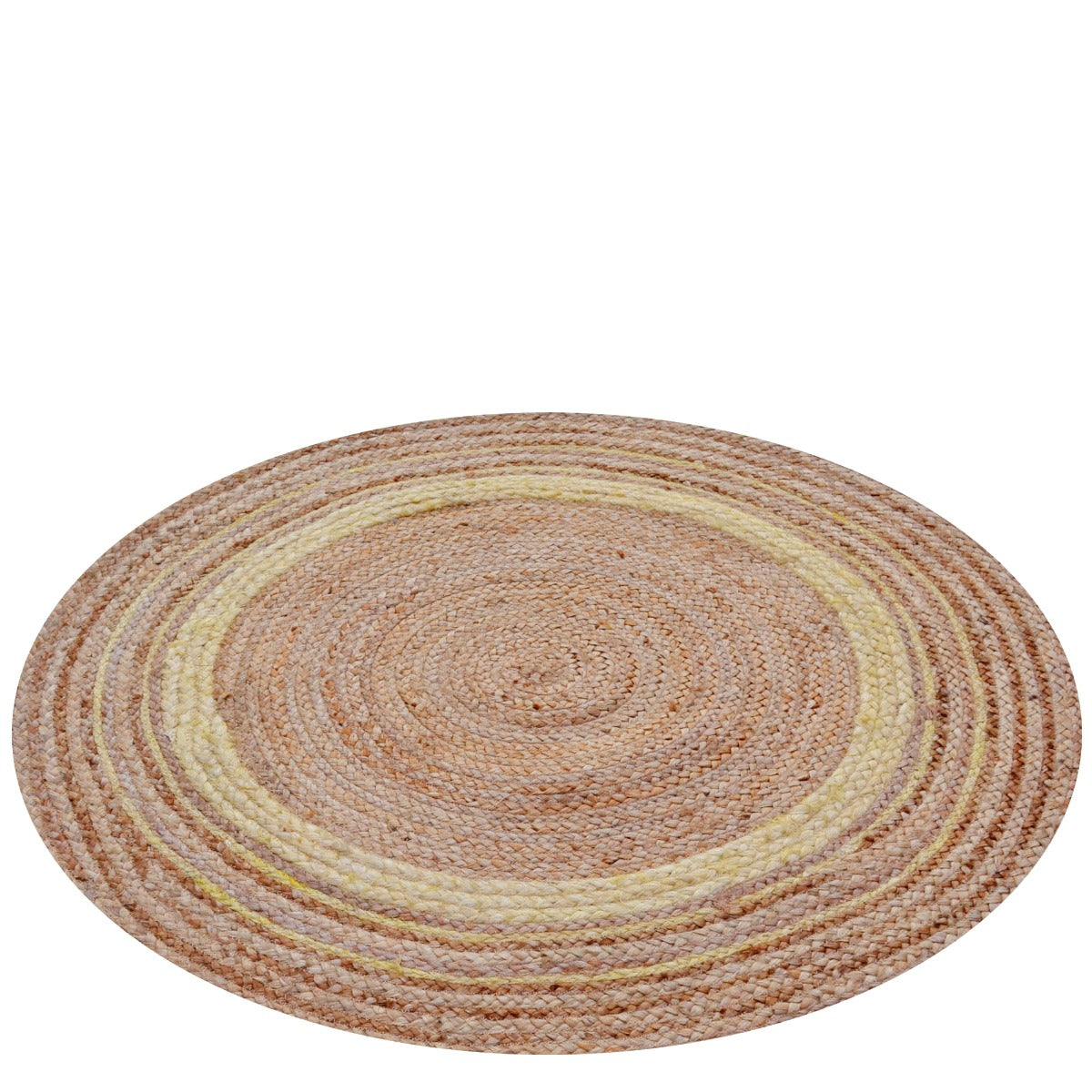 Tribal Round Jute Rug-Ripple 1108-Natural/Ivory-100x100cm